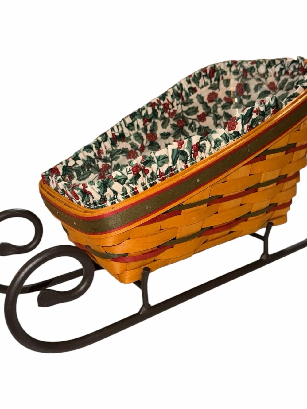 VINTAGE Longaberger Sleigh Basket with Protector & 2 Liners